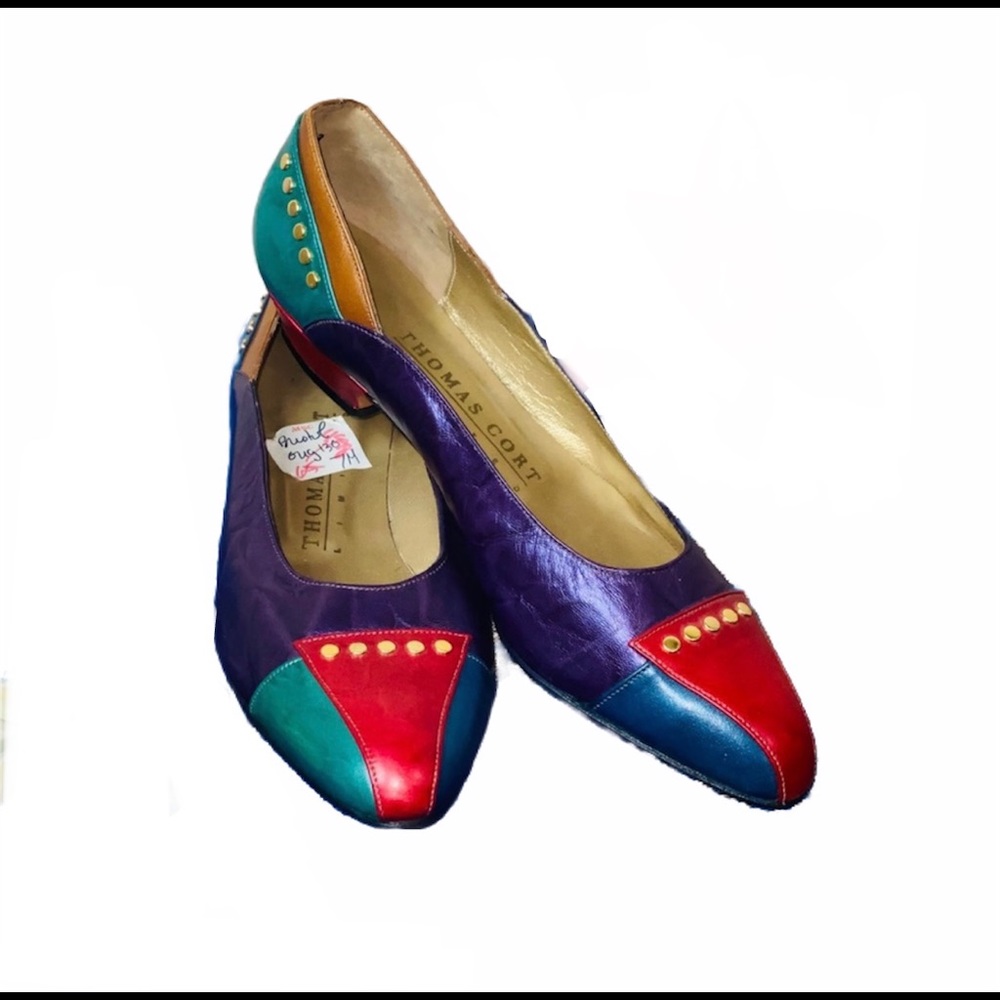 Vintage Purple Teal Red Colorblock Heels